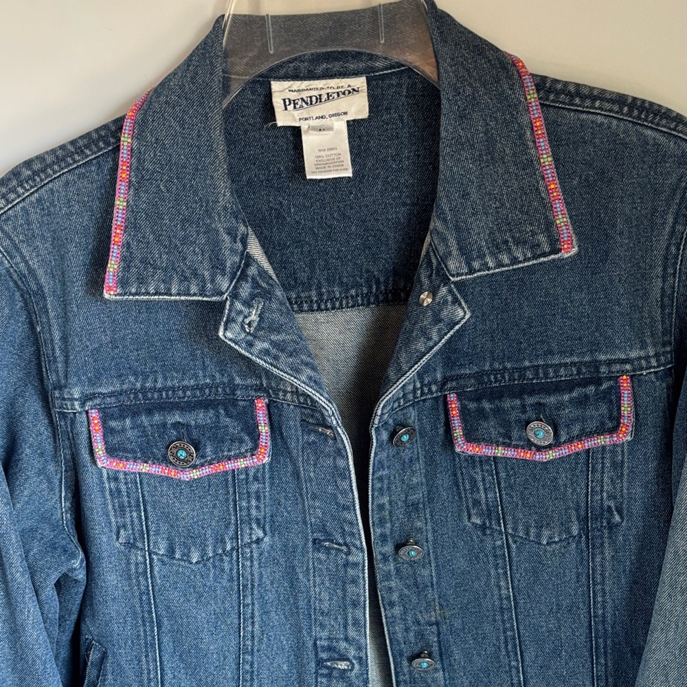 Pendleton Women's Denim Jacket with Colorful Trim